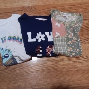 EARTHBOUND Kids Floral and Plaid Tee - Green and Pink
